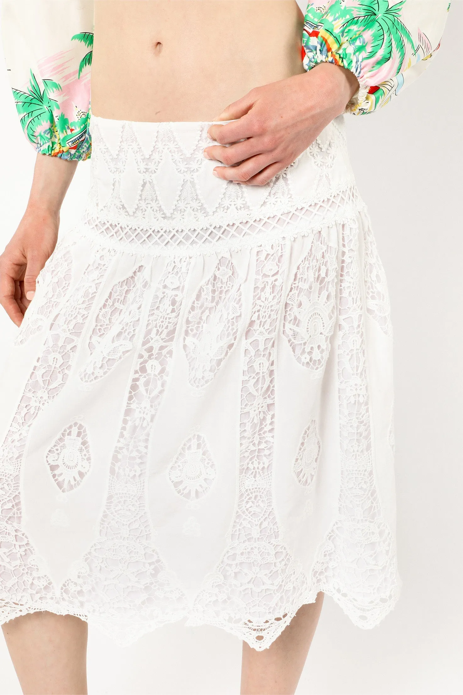 Applique Lace Combo Skirt Annasui