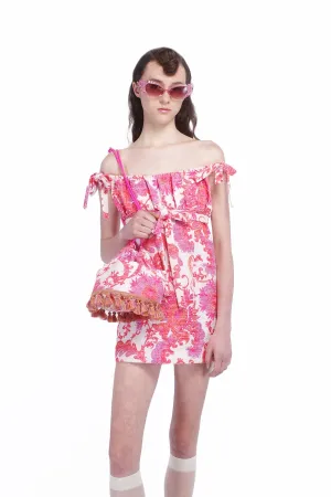Arabesque Linen Tie Mini Dress Annasui