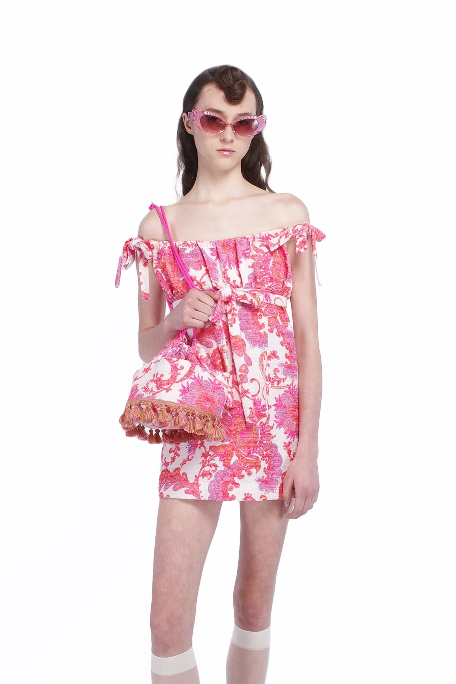 Arabesque Linen Tie Mini Dress Annasui