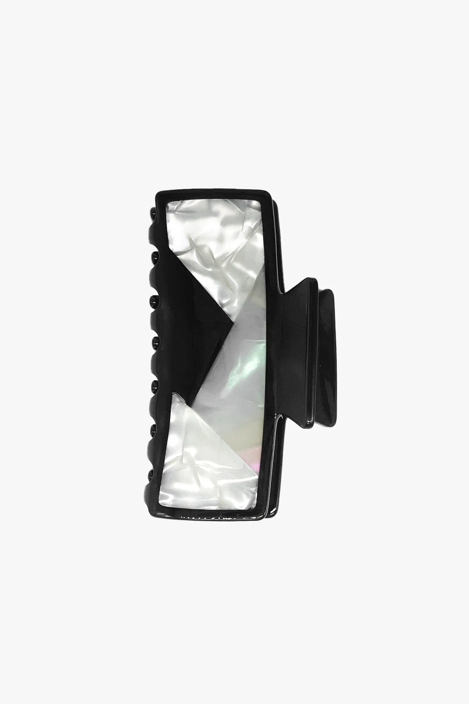 Art Deco Mother of Pearl & Black Rectangle Jaw Clip Annasui