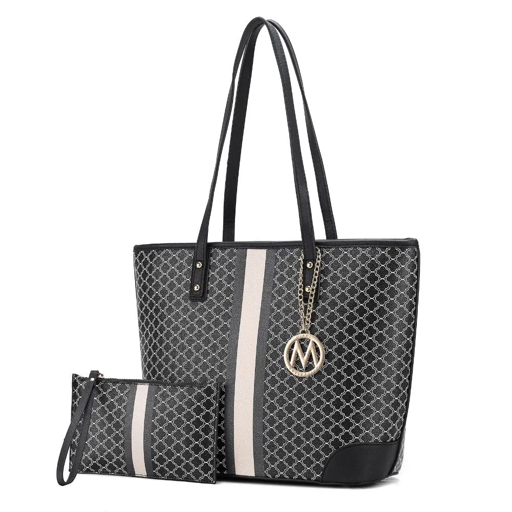 Arya Vegan Leather Womens Tote Bag with Wristlet Pouch 2 pieces