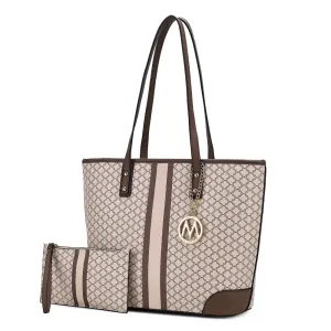 Arya Vegan Leather Womens Tote Bag with Wristlet Pouch 2 pieces
