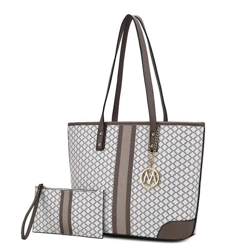 Arya Vegan Leather Womens Tote Bag with Wristlet Pouch 2 pieces