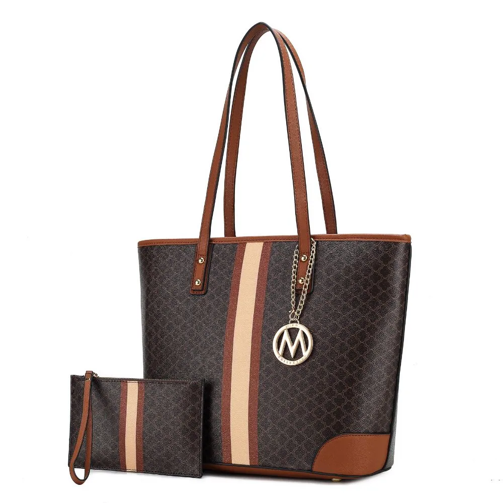 Arya Vegan Leather Womens Tote Bag with Wristlet Pouch 2 pieces