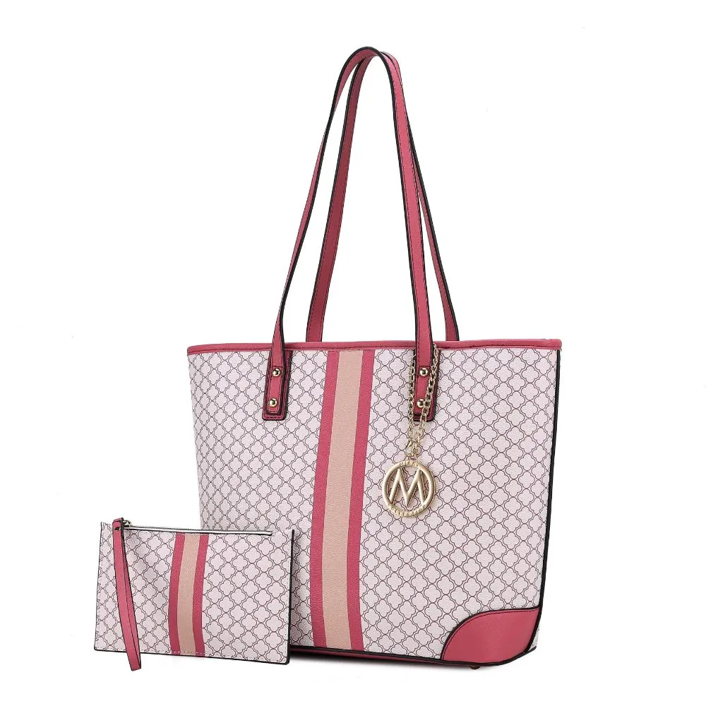 Arya Vegan Leather Womens Tote Bag with Wristlet Pouch 2 pieces