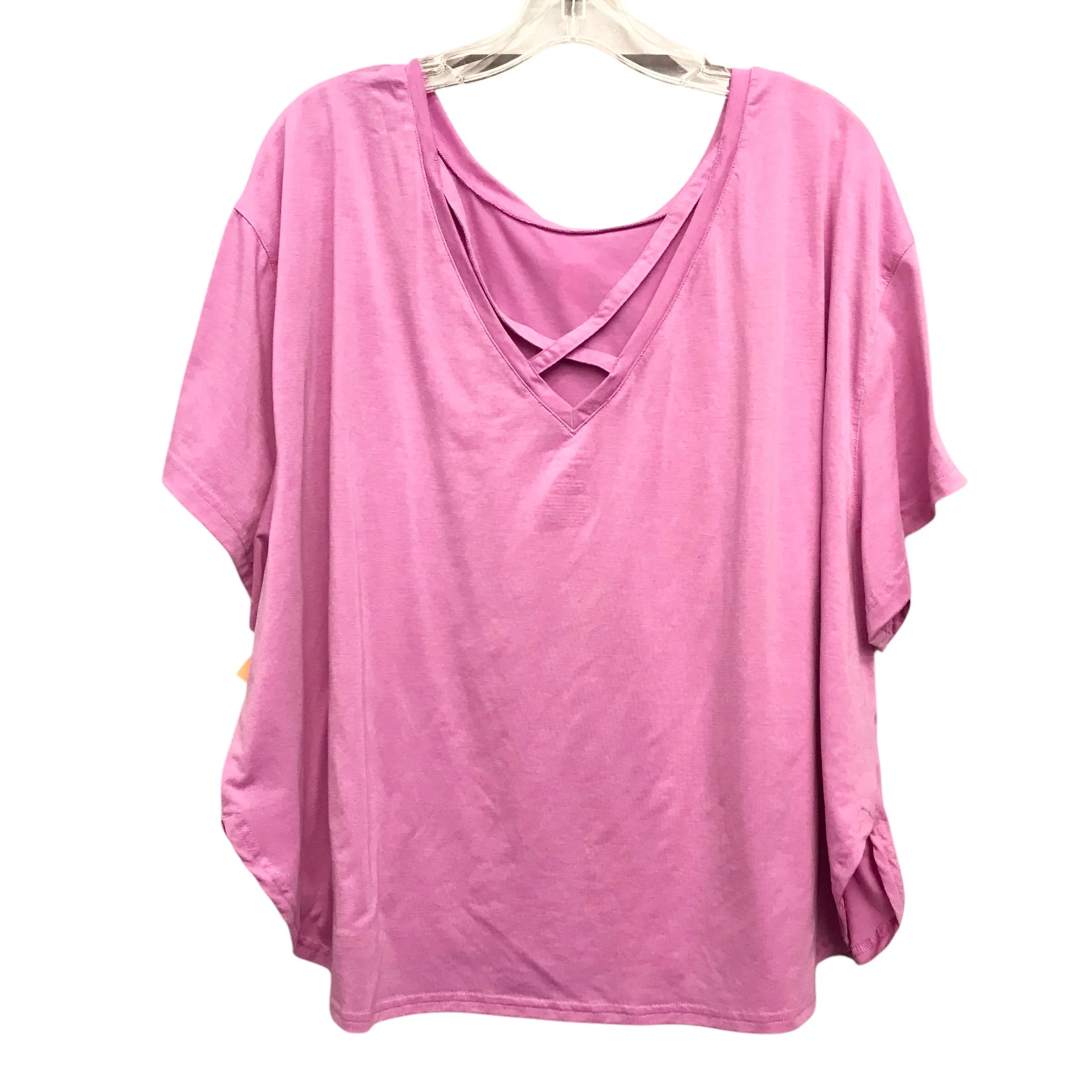 Athletic Top Ss By Tek Gear In Pink, Size:2X