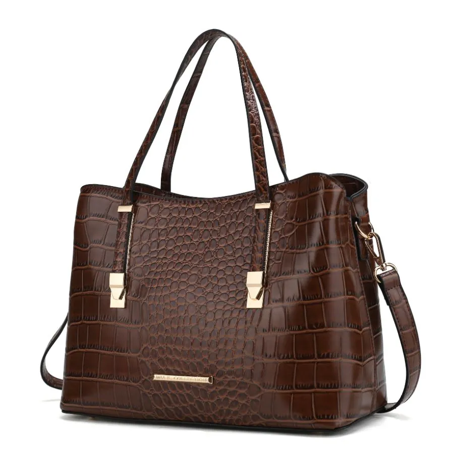Aurelia Crocodile Embossed Vegan Leather Womens Tote Bag
