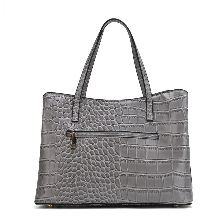 Aurelia Crocodile Embossed Vegan Leather Womens Tote Bag