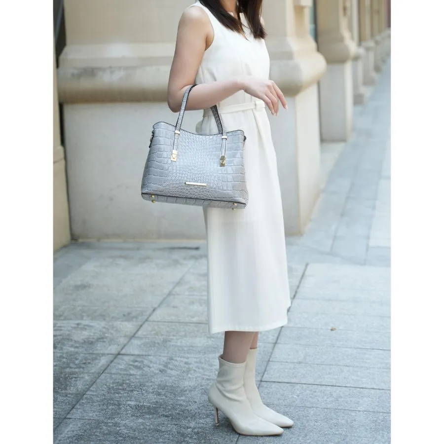 Aurelia Crocodile Embossed Vegan Leather Womens Tote Bag