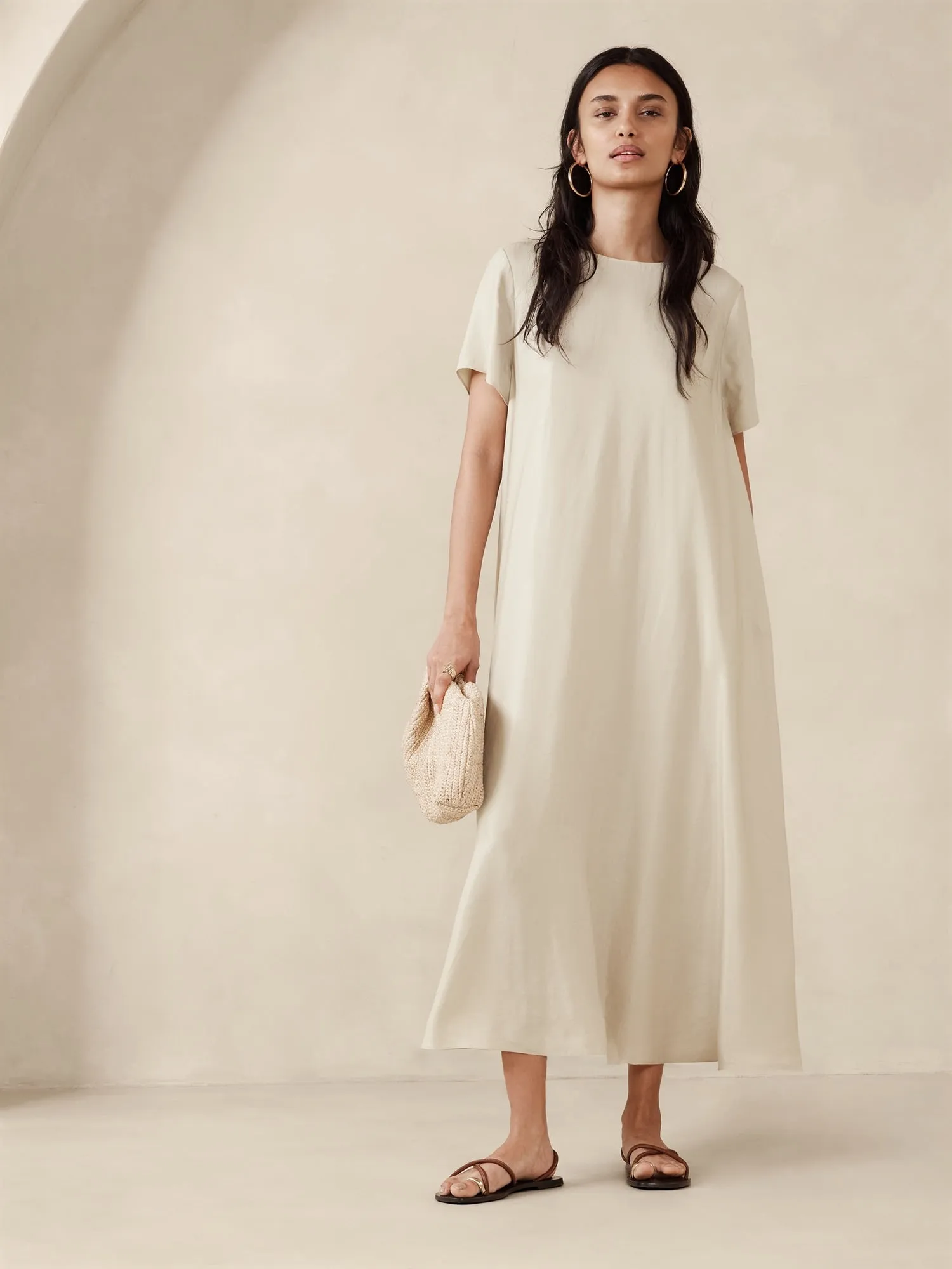 Aurelia Linen-Blend Maxi Dress Banana Republic