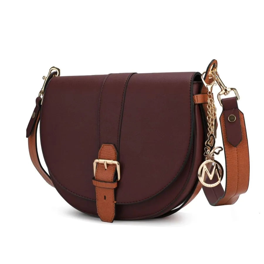 Ayla Snake-Embossed Color Block Vegan Leather Womens Shoulder Bag