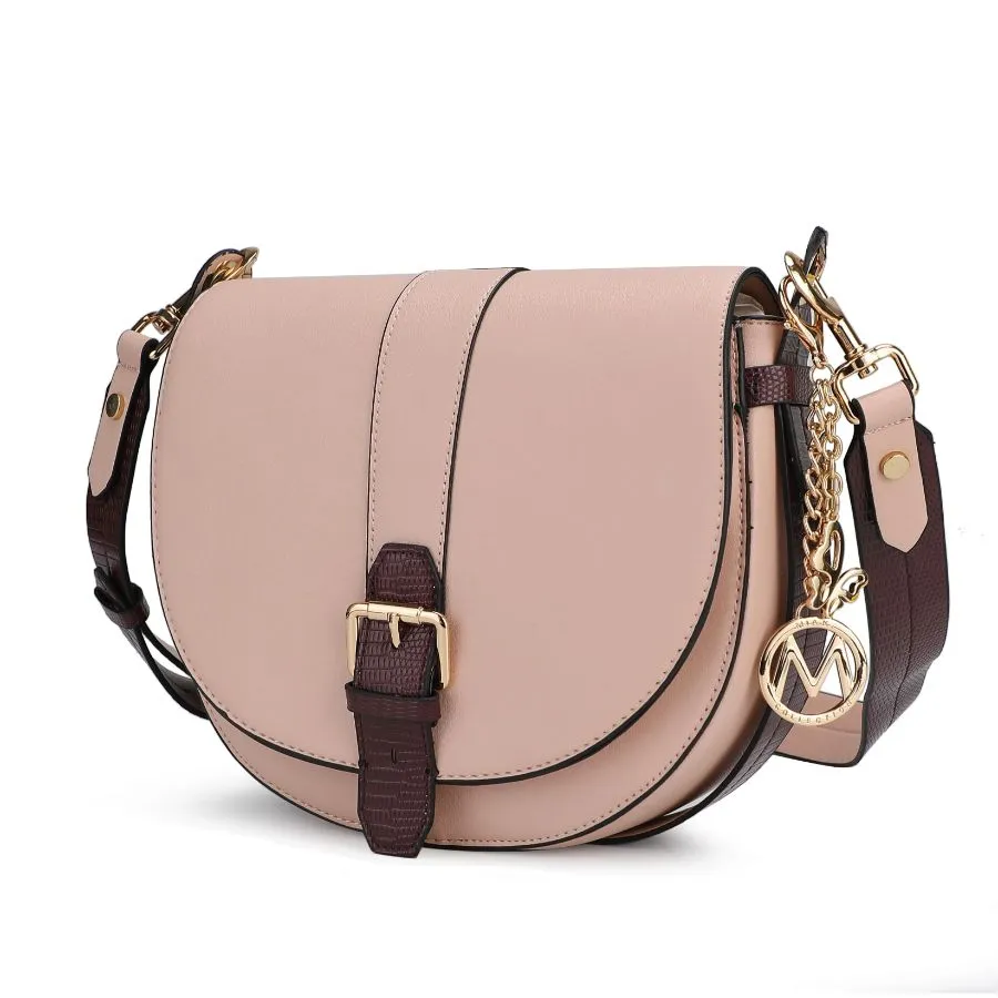 Ayla Snake-Embossed Color Block Vegan Leather Womens Shoulder Bag