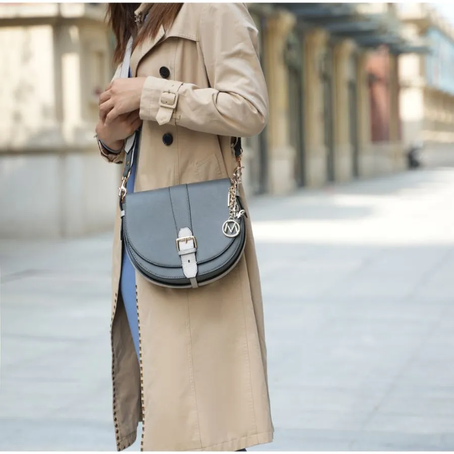 Ayla Snake-Embossed Color Block Vegan Leather Womens Shoulder Bag