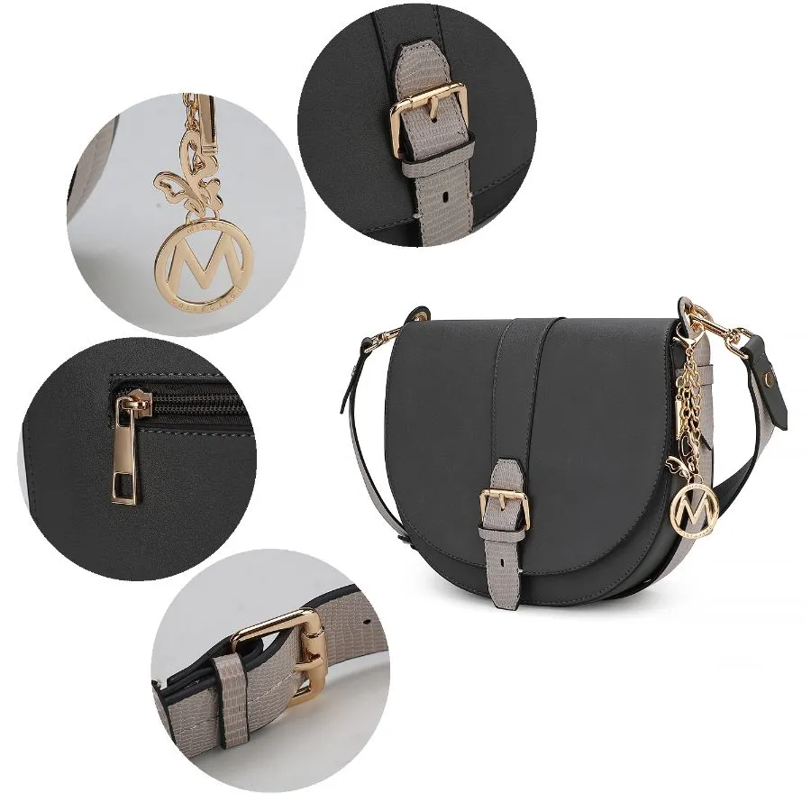 Ayla Snake-Embossed Color Block Vegan Leather Womens Shoulder Bag