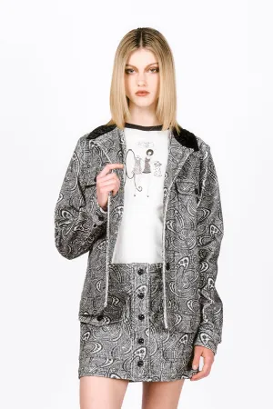 Beardsley Paisley Corduroy Velvet Collar Barn Jacket Annasui