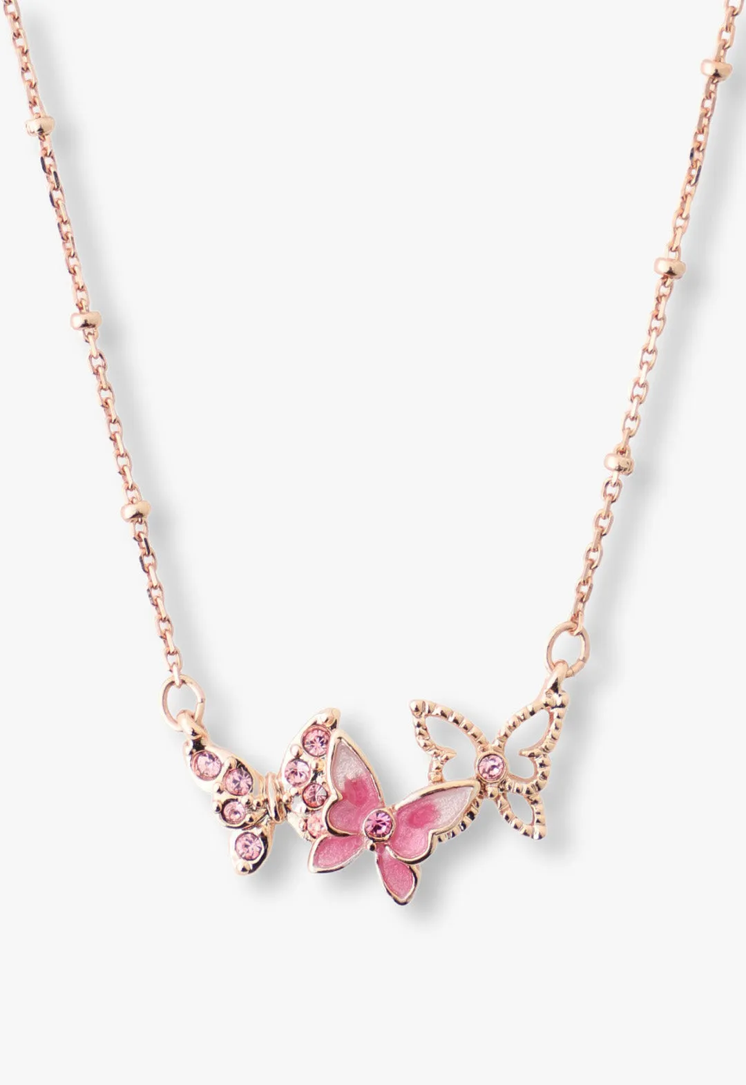 Bejeweled Butterfly Necklace - Pink Rose Gold Annasui