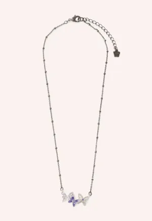 Bejeweled Butterfly Necklace - Violet Gunmetal Annasui