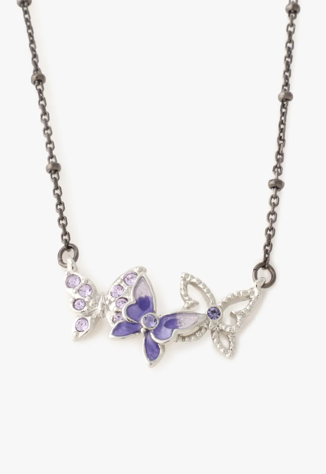 Bejeweled Butterfly Necklace - Violet Gunmetal Annasui
