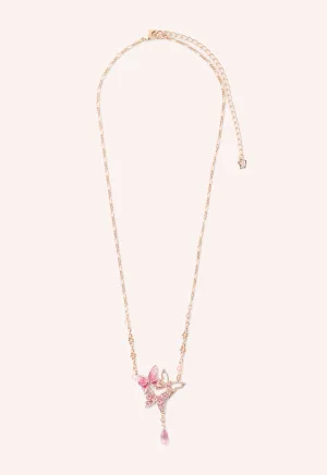 Bejeweled Butterfly Princess Necklace - Pink Rose Gold Annasui