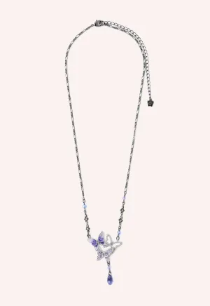 Bejeweled Butterfly Princess Necklace - Violet Gunmetal Annasui