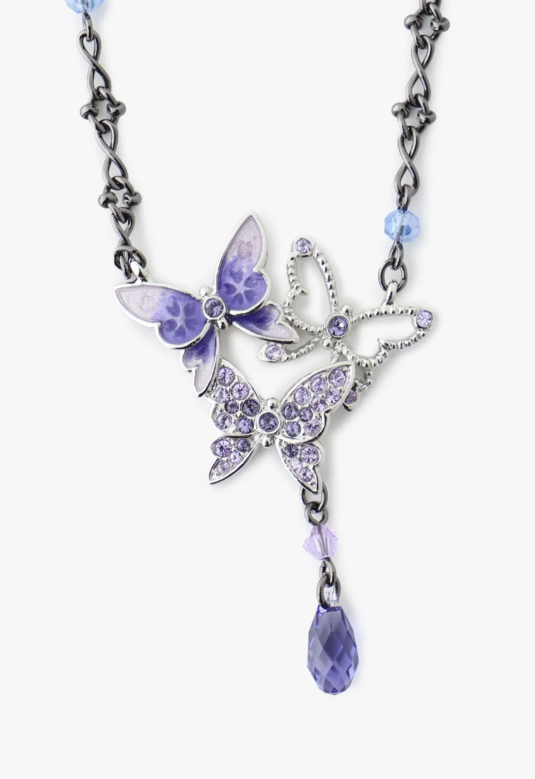 Bejeweled Butterfly Princess Necklace - Violet Gunmetal Annasui