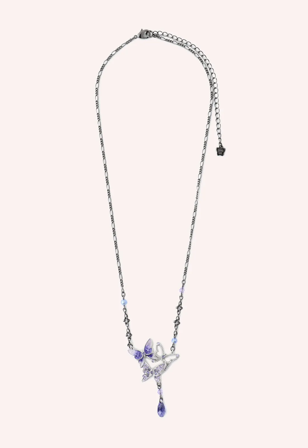 Bejeweled Butterfly Princess Necklace - Violet Gunmetal Annasui