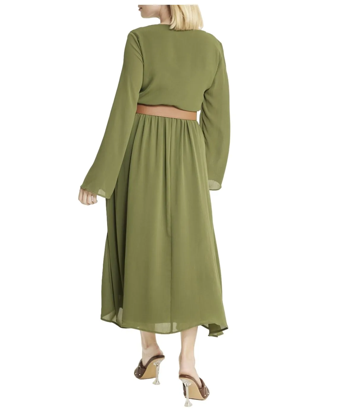 Belted Long Sleeve Dress