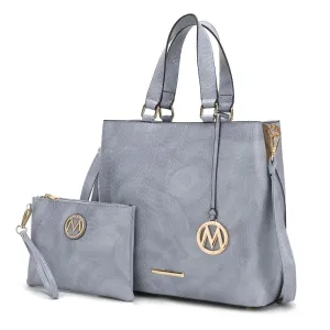 Beryl Snake-embossed Vegan Leather Womens Tote Bag with Wristlet