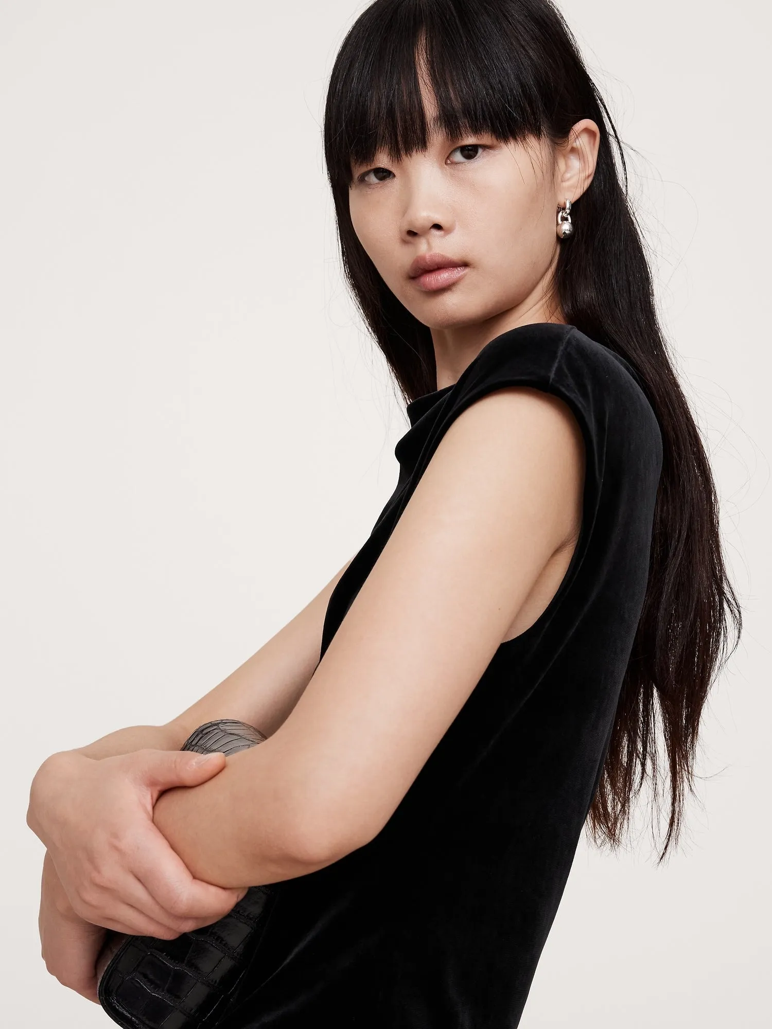 Bias-Cut Velvet Asymmetrical Top Banana Republic