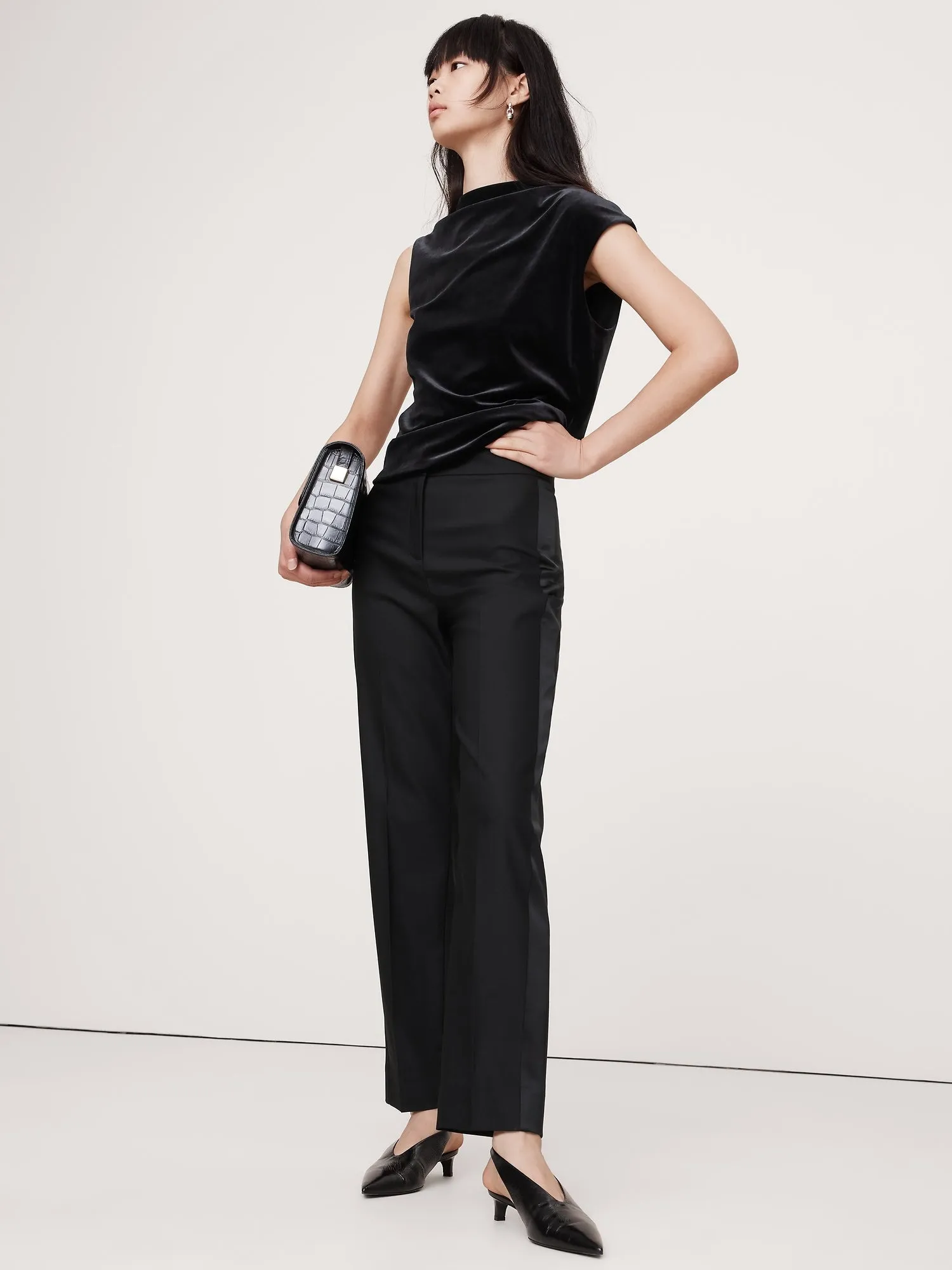 Bias-Cut Velvet Asymmetrical Top Banana Republic