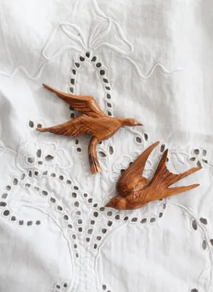 birds in flight pair of brooches 1919 Vintage