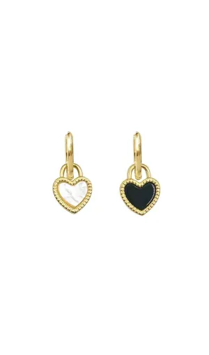 Black and white heart acrylic earrings Gloria Lanvin