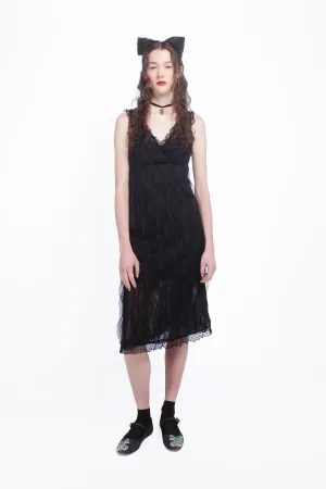 Black Combo Sleeveless Lace Dress Annasui
