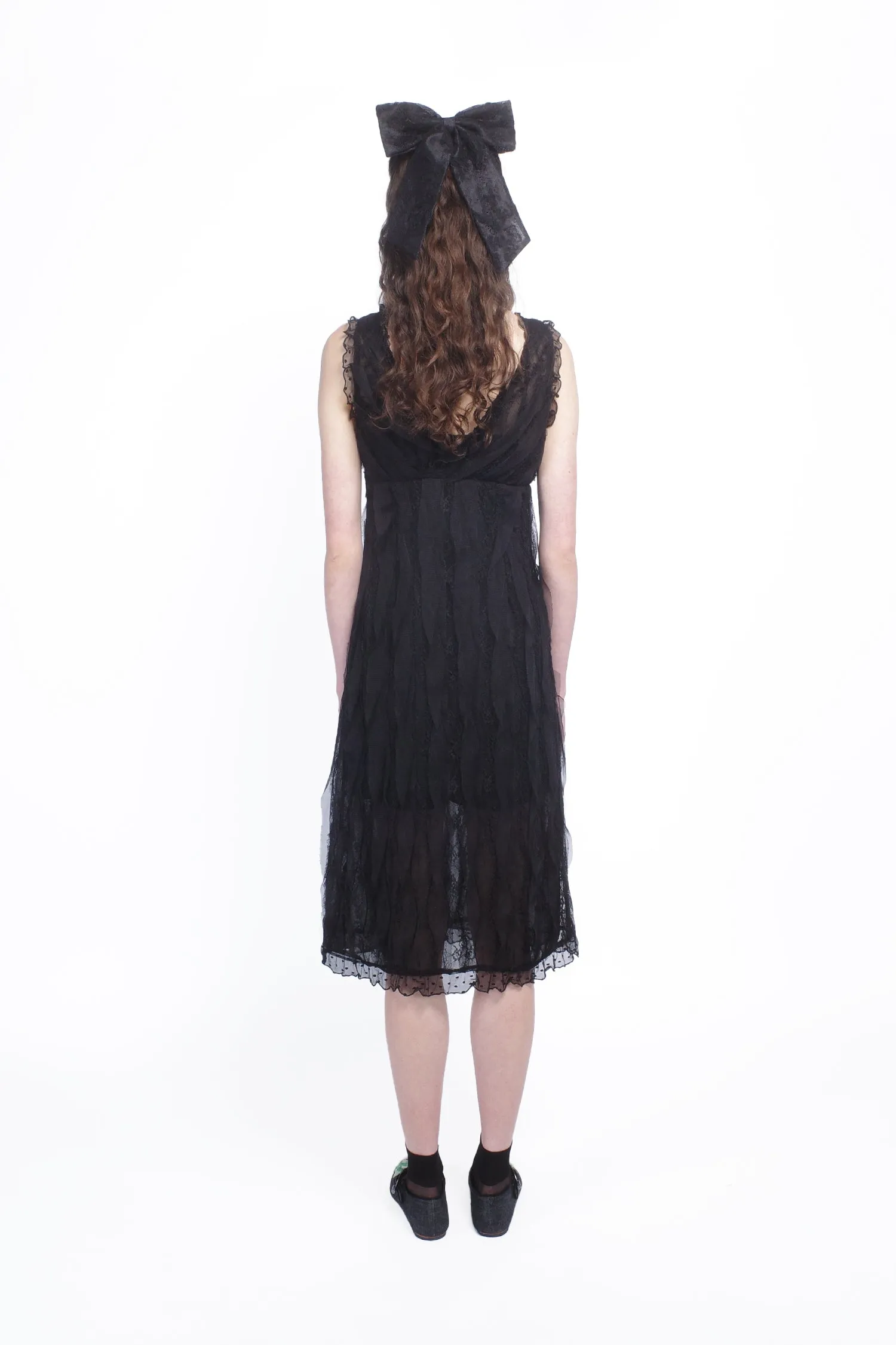 Black Combo Sleeveless Lace Dress Annasui