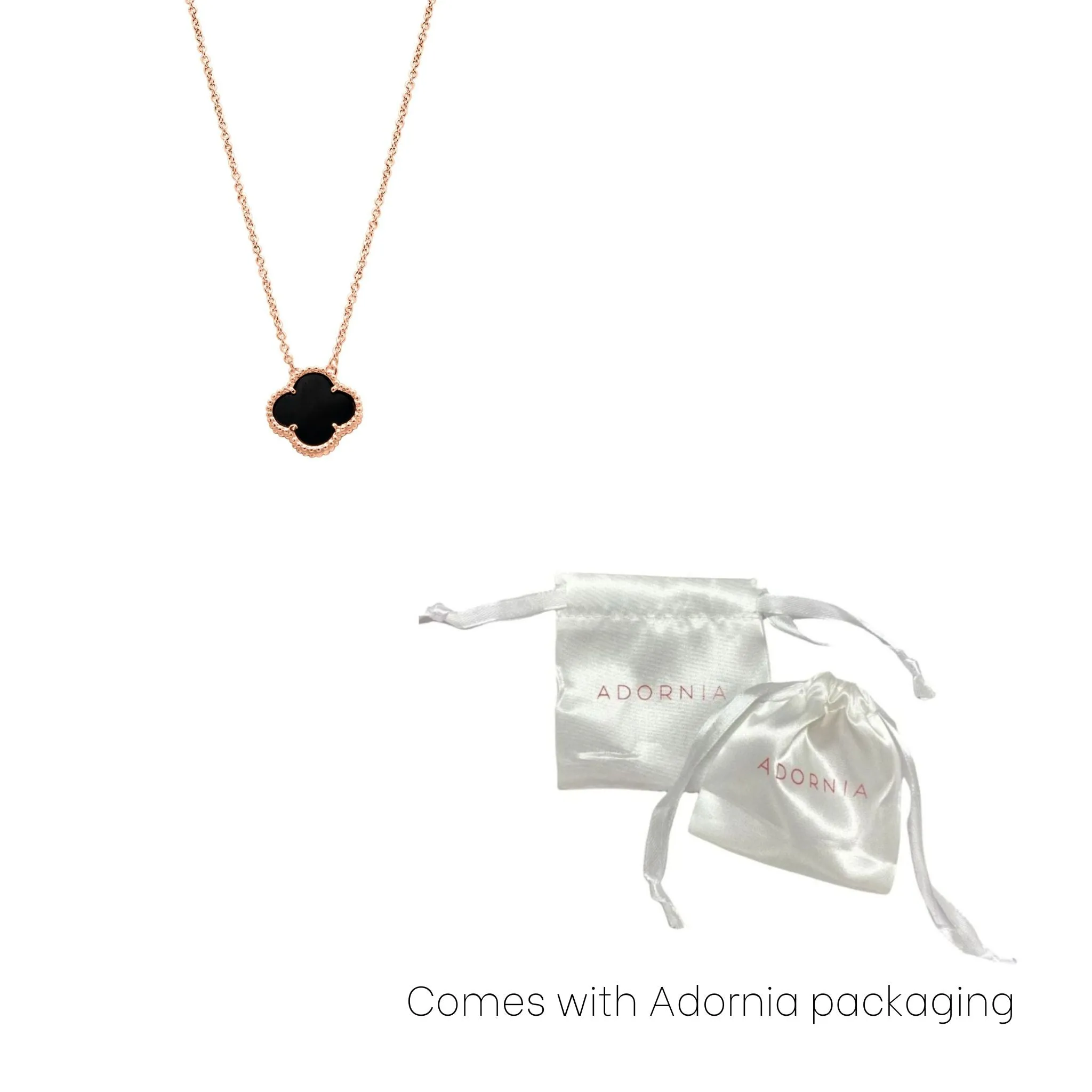 Black Flower Necklace rose gold