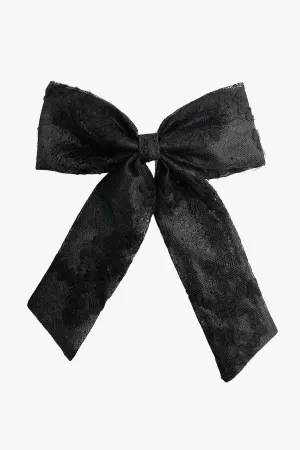 Black Lace Combo Bow Hair Clip Annasui