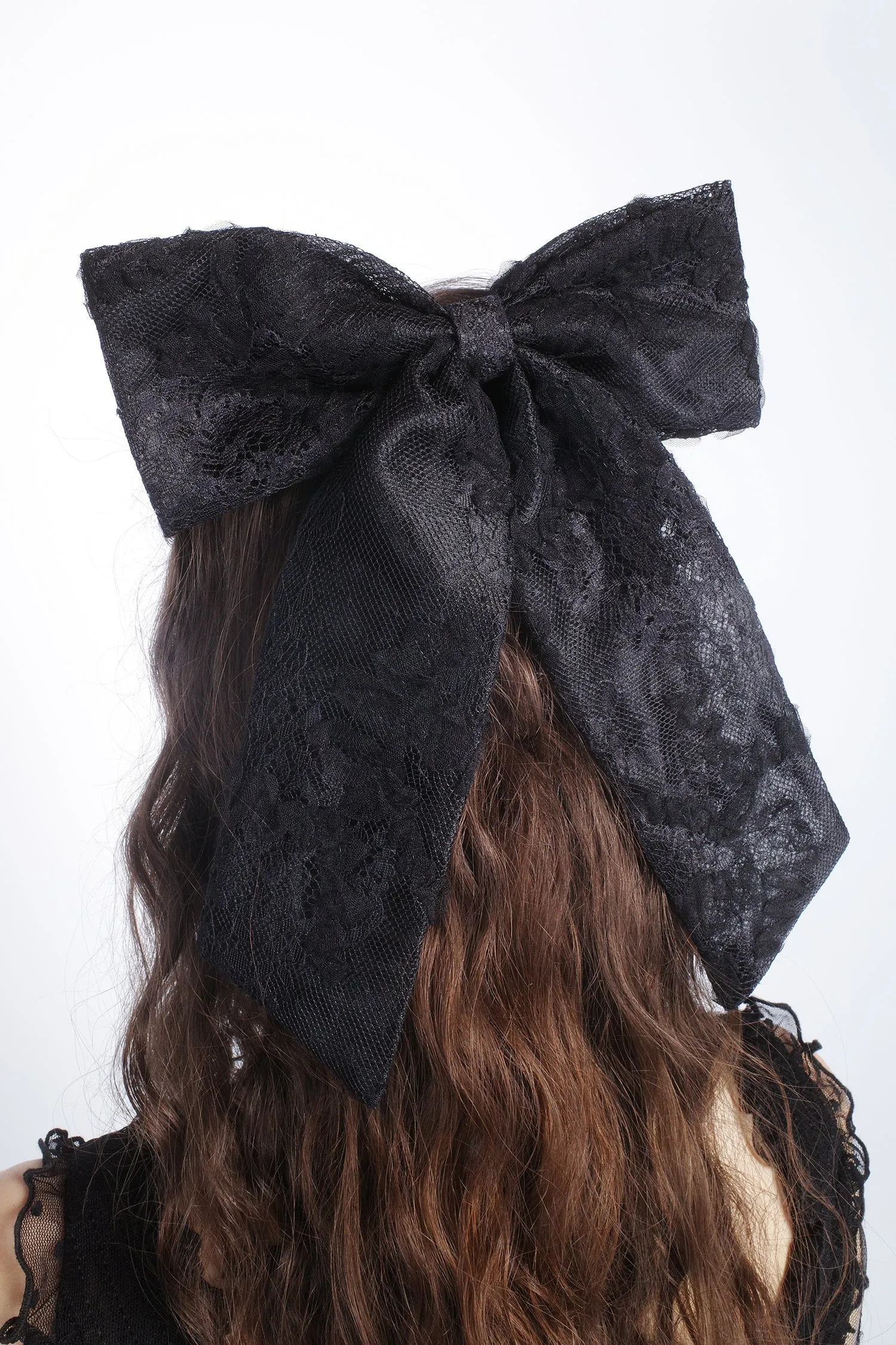 Black Lace Combo Bow Hair Clip Annasui