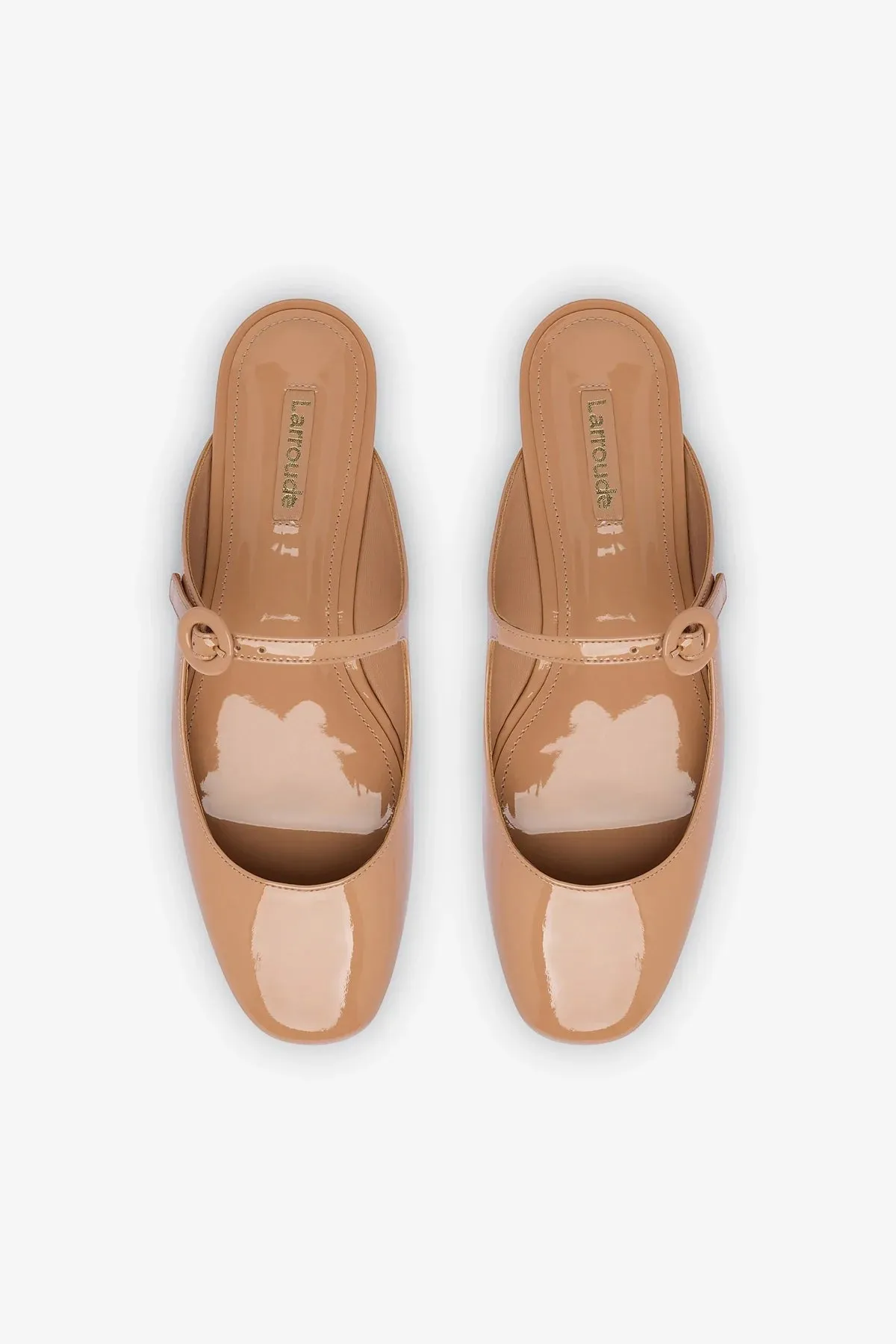 Blair Flat Mule In Tan Patent Leather