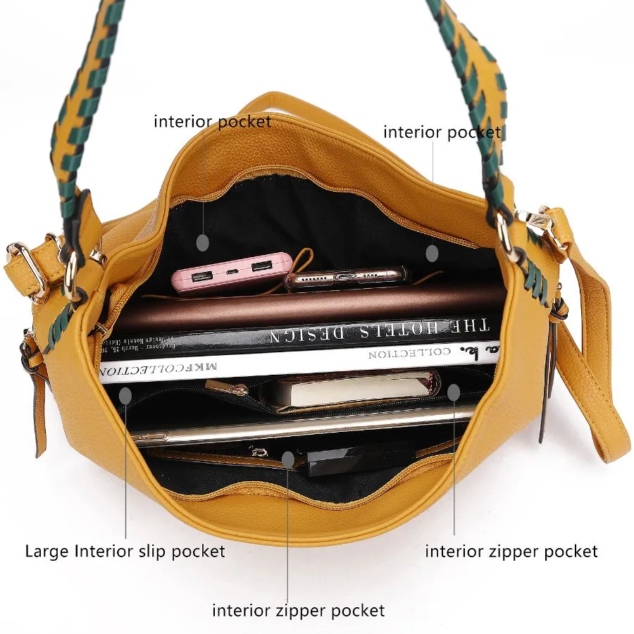 Blake two-tone whip stitches Vegan Leather Womens Shoulder bag  with Wallet - 2 pieces
