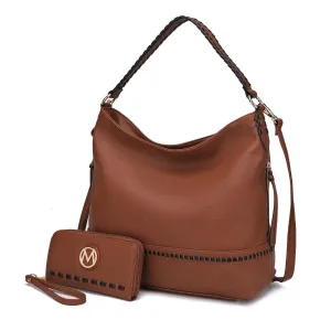 Blake two-tone whip stitches Vegan Leather Womens Shoulder bag  with Wallet - 2 pieces