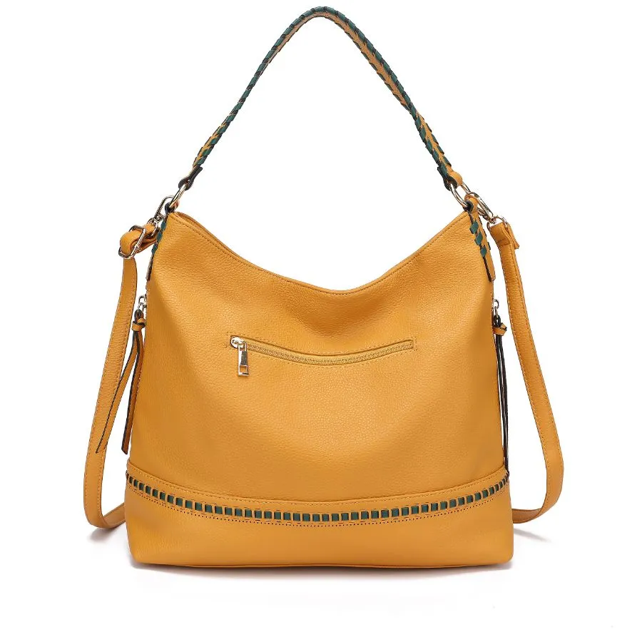 Blake two-tone whip stitches Vegan Leather Womens Shoulder bag  with Wallet - 2 pieces