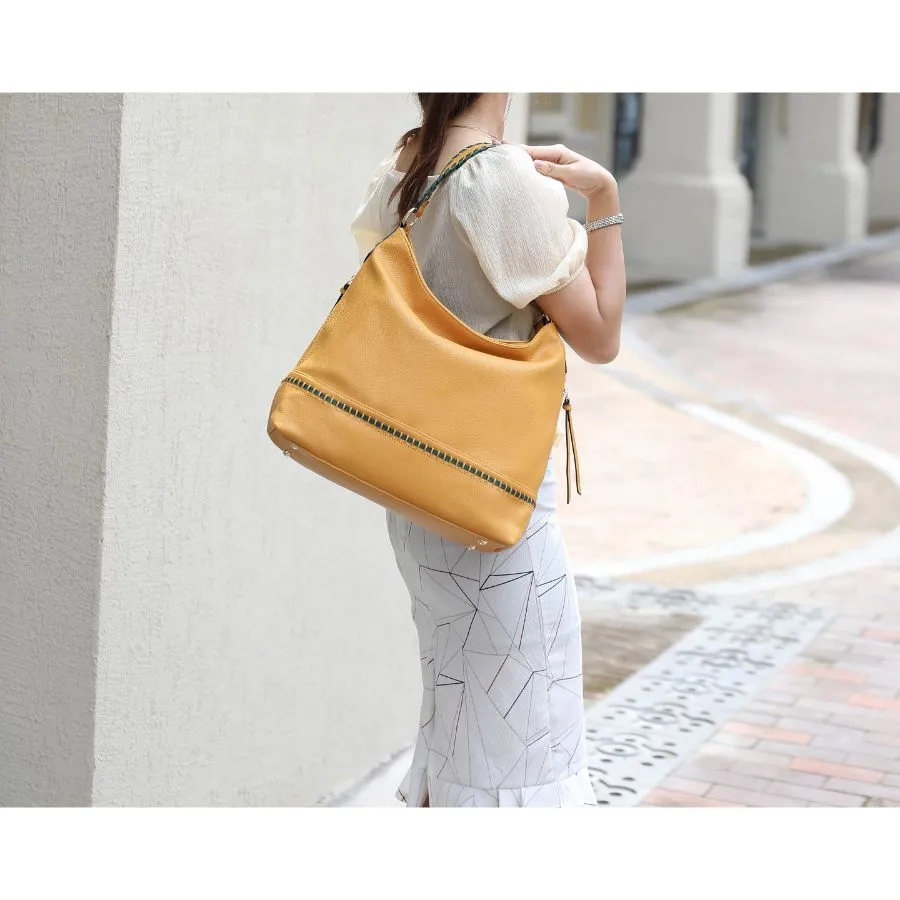 Blake two-tone whip stitches Vegan Leather Womens Shoulder bag  with Wallet - 2 pieces