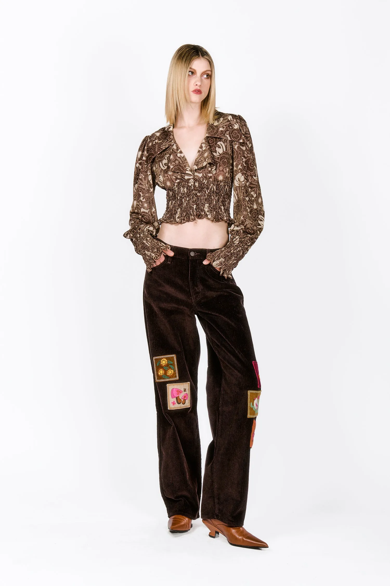 Bloomsbury Buds Lurex Knit Smocked Top Annasui