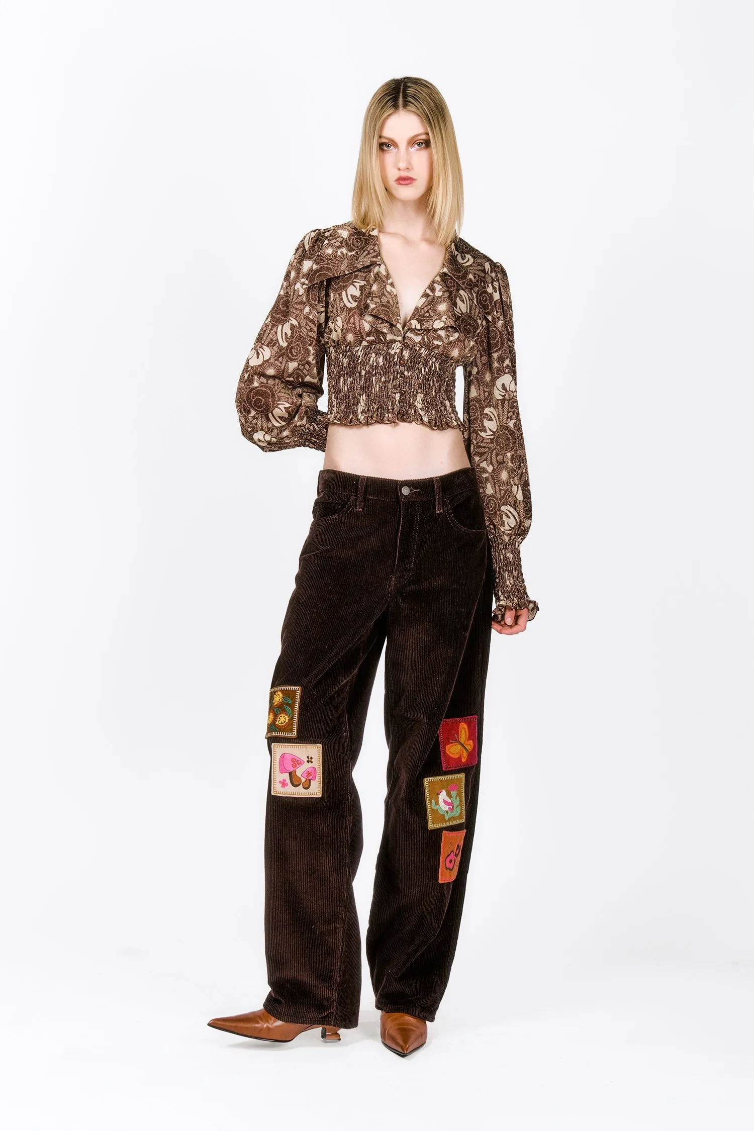 Bloomsbury Buds Lurex Knit Smocked Top Annasui