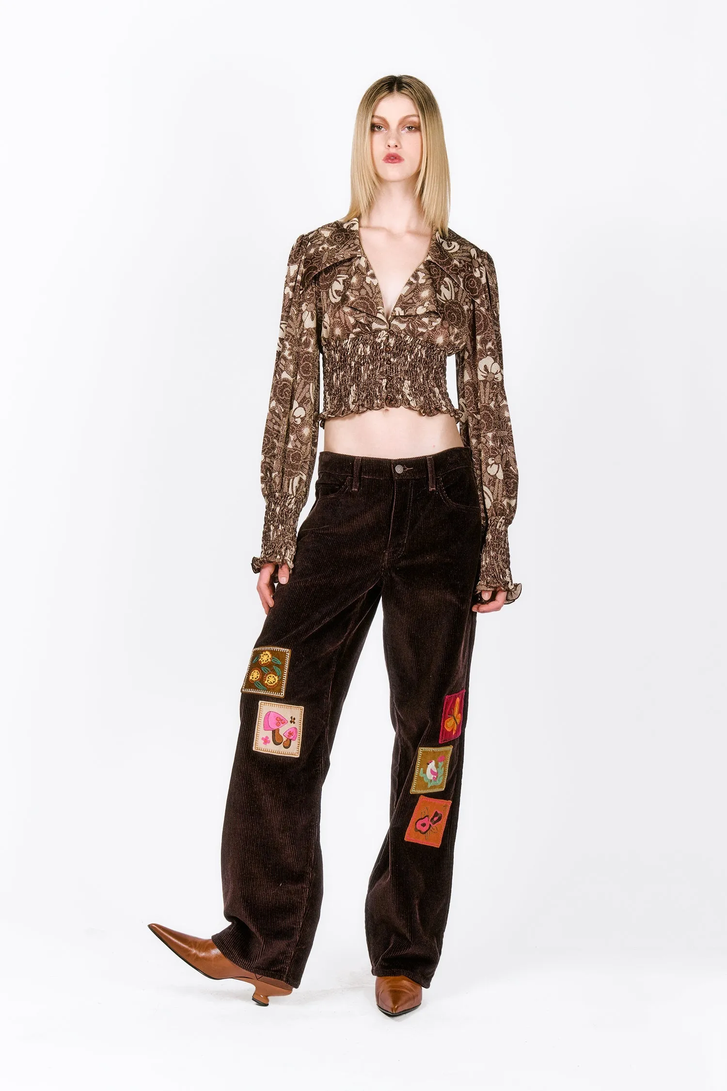 Bloomsbury Buds Lurex Knit Smocked Top Annasui
