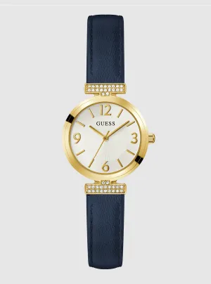 Blue Gold Array Crystal Watch Guess