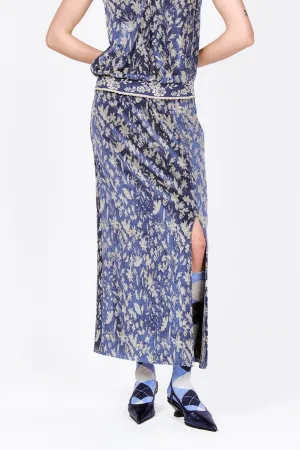 Bluebell Velour Maxi Skirt with Slit Annasui