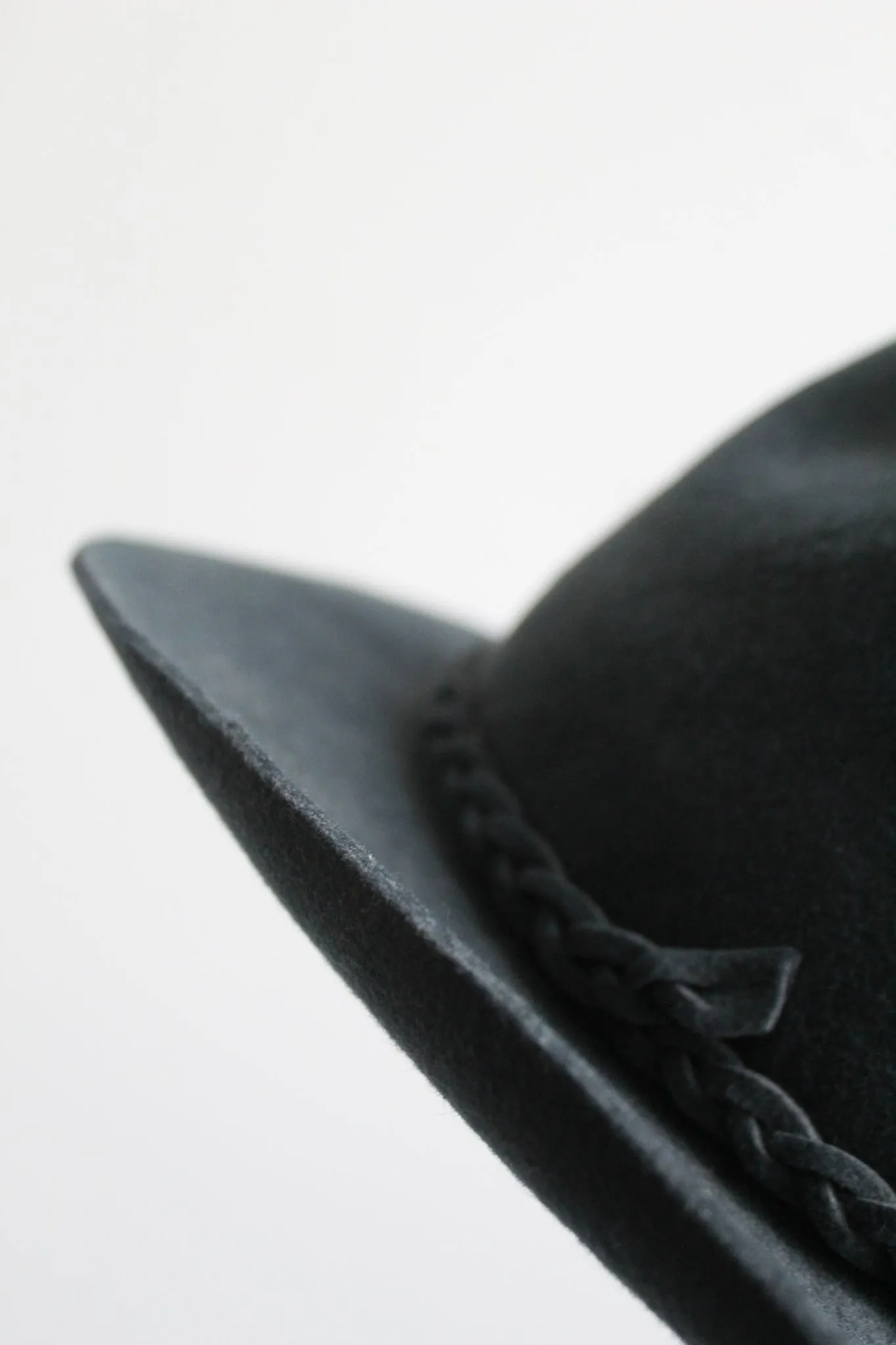 braided brim black wool cowboy hat 1919 Vintage