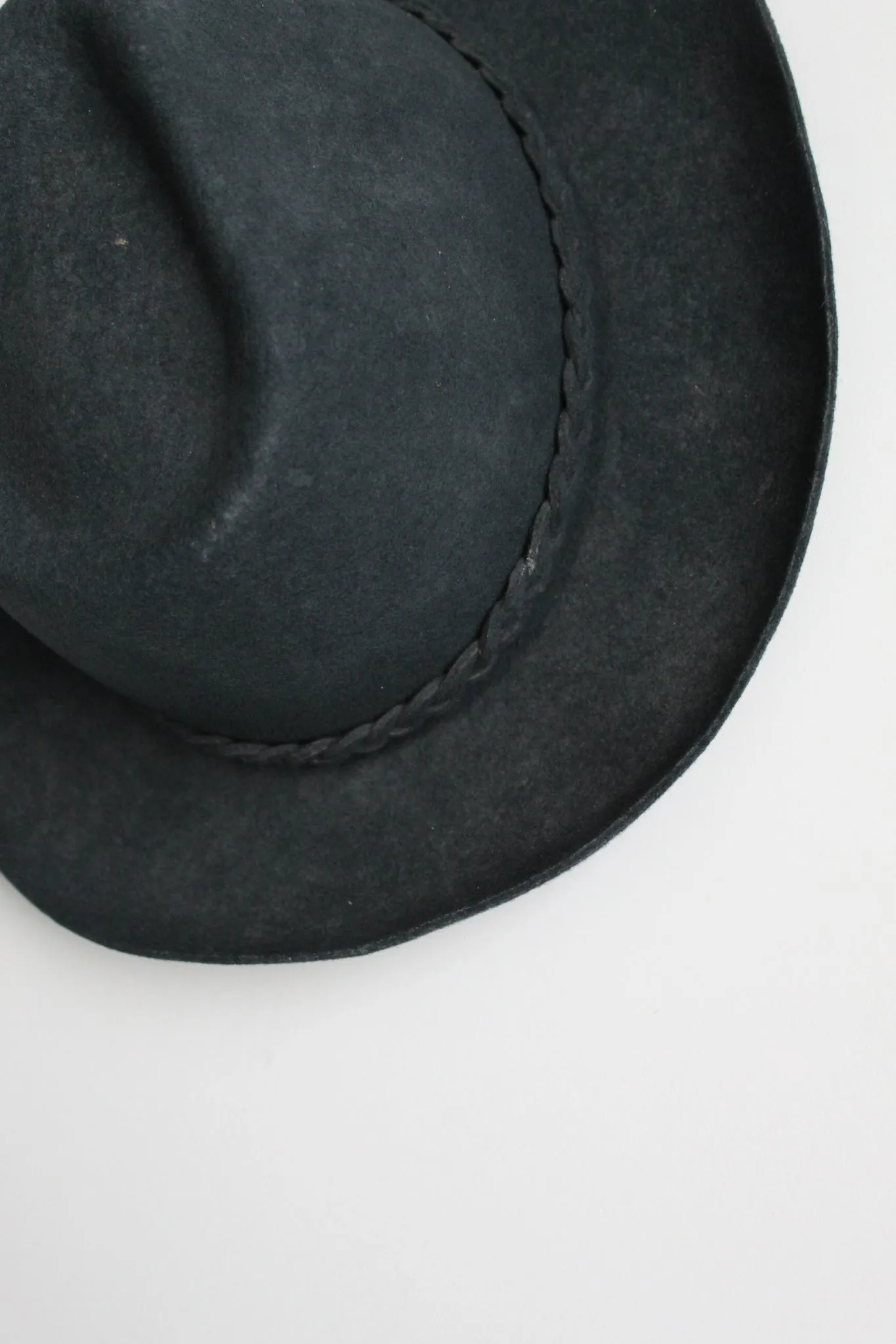 braided brim black wool cowboy hat 1919 Vintage