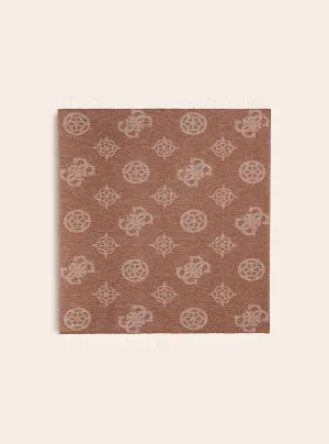 Brown Logo Peony Blanket Guess